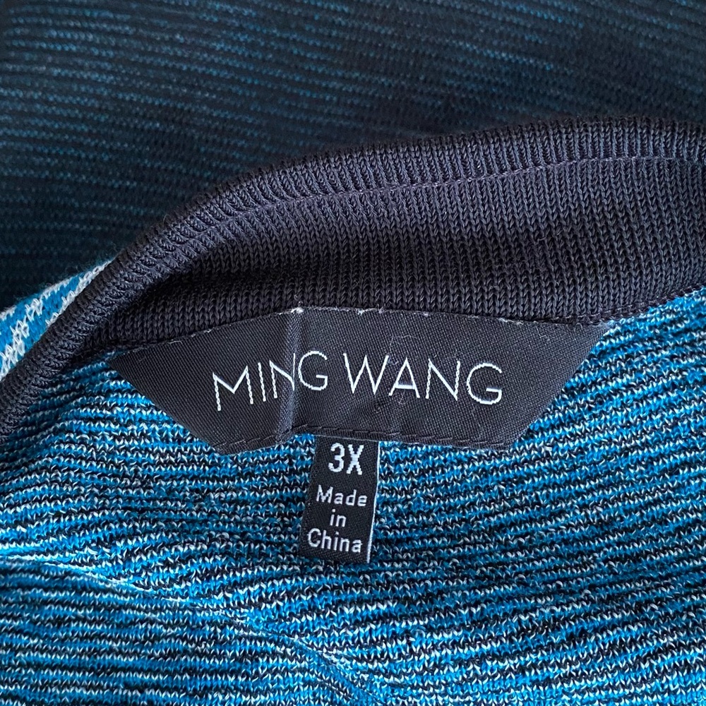 Ming Wang Acrylic Black & Blue Cardigan Jacket Plus Size 3X Side Vents - Picture 8 of 10